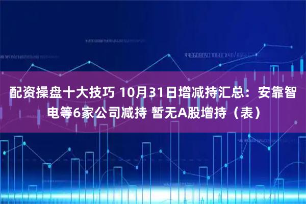 配资操盘十大技巧 10月31日增减持汇总：安靠智电等6家公司减持 暂无A股增持（表）