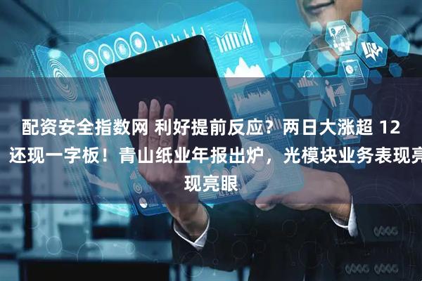 配资安全指数网 利好提前反应？两日大涨超 12%，还现一字板！青山纸业年报出炉，光模块业务表现亮眼